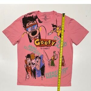 Disney Goofy Movie T-Shirt Pink Mens Medium Retro‎ Cartoon Character Tee